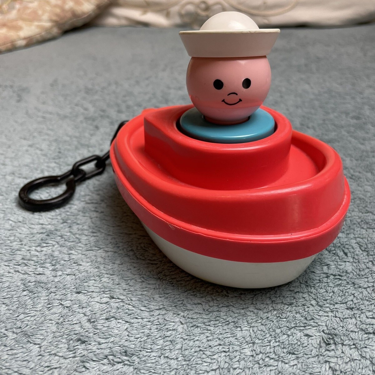 Vintage Fisher Price 1978 Tug Boat Bath Time Toy 1974 Sailor Blue  display picture 1