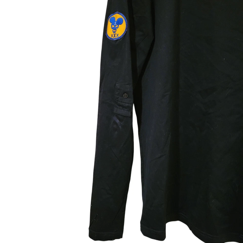 Camisa de Manga Larga de Diseñador John Richmond X Rara Hombres Grande Negra Y2k Parche Rock  Foto 4 de 4