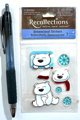 Polar Bears Winter Stickers Scrapbooking Card Papercraft Recollections