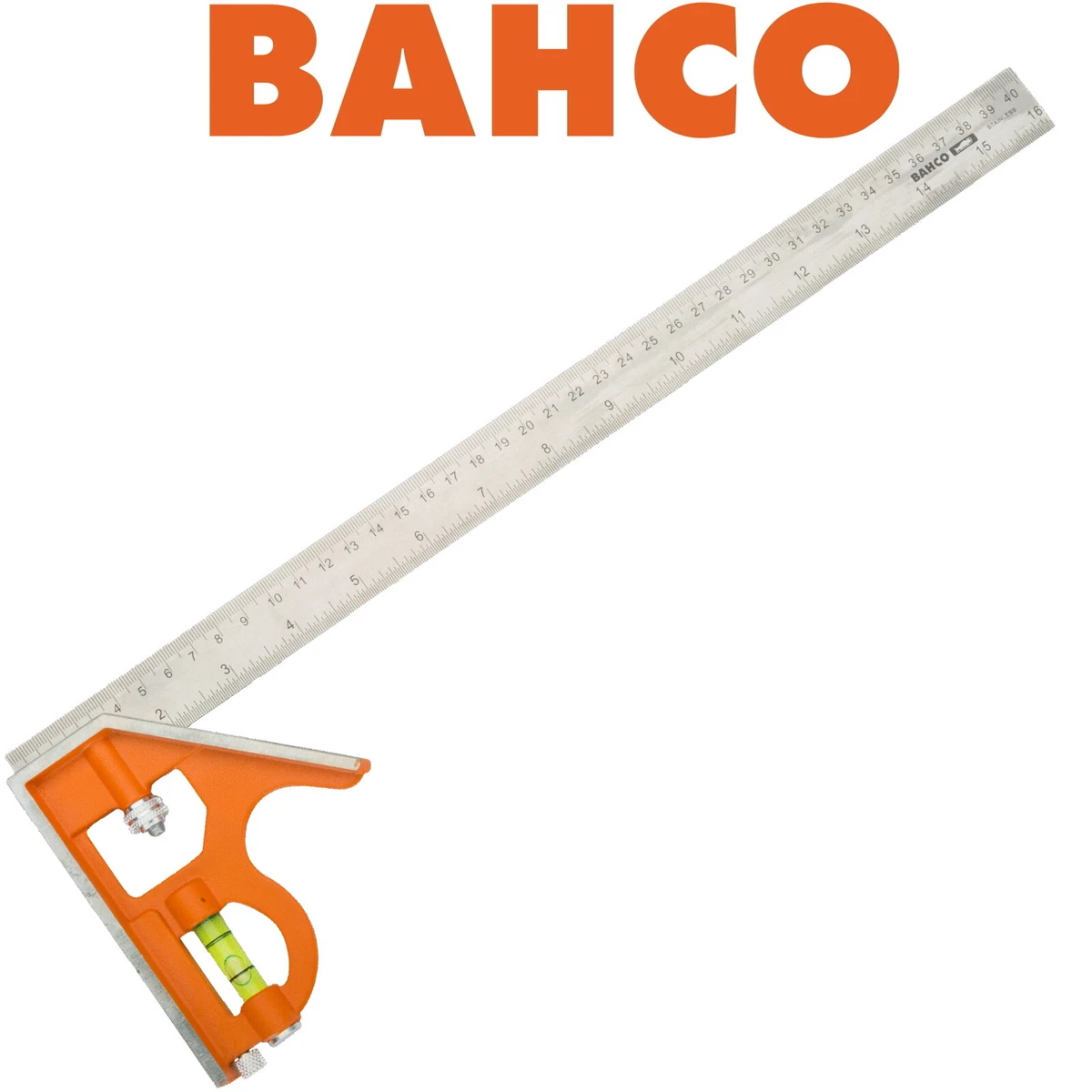 BAHCO 300mm Combination Set Square With Spirit Level Stainless Steel Ruler CS300