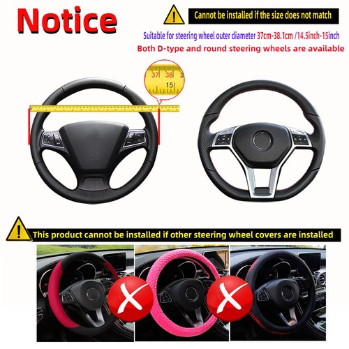 Universal 15''/38cm PU Leather Steering Wheel Cover Anti-slip Car Accessories - Picture 2 of 17