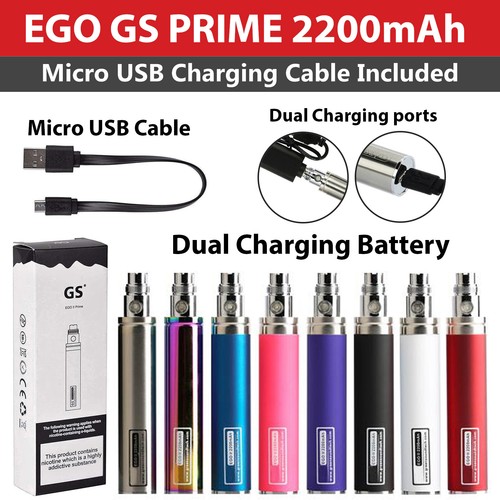 Original GS EGO 2 E Cig 2200mah E Cigarette Battery MICRO USB CHARGER