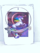 Unicorn Bangle Charm Bracelet Handmade Silver Plated Expandable
