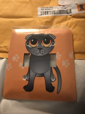 3D Rose 2 Cute Gray Scottish Fold Cat Double Toggle Metal Light Switch Plate