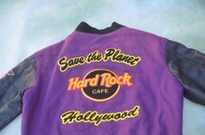 Vtg. RARE Hard Rock Cafe Hollywood SAVE THE PLANET Men's Varsity Jacket Size L.