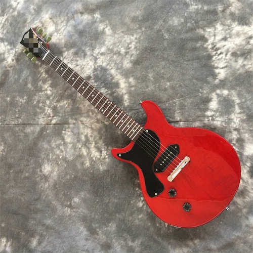 Cherry Red Double Cutaway Electric Guitar Solid Body P-90 Pickups Gold Hardware