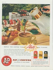 1957 A&P Coffee Barbeque BBQ Grill Kabob Carafe Outdoor Table Vtg Print Ad SP21