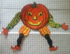 Vintage Beistle 26" Jointed Pumpkin Goblin Jack-O-Lantern Halloween Decoration