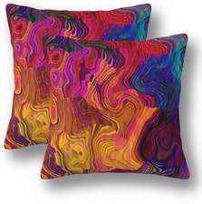 Colorful Abstract Pillow Covers 18 x 18 Set 18" x 18" Pack of 2 Chaotic Waves