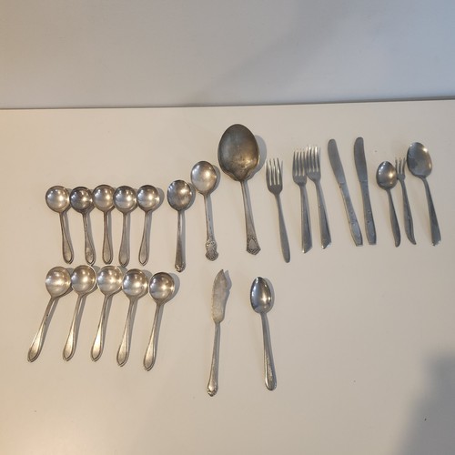 Vintage Piece Silverware Silver Plate & Steel Flatware Mixed Lot Midcentury MCM - 第 1/11 張圖片