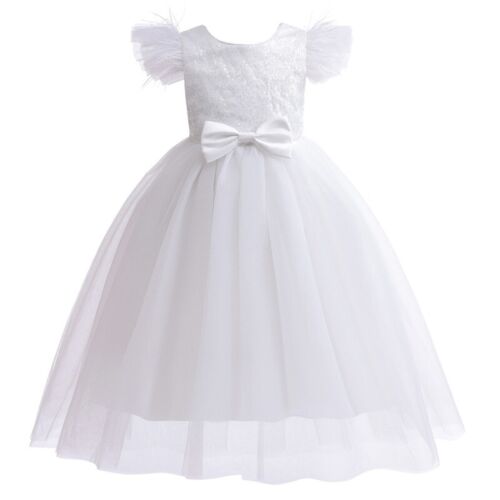 Girls Mesh Tutu Dress Sequins Tulle Ball Gown Party Bow Princess Fairy 3-12 Year - Afbeelding 1 van 17