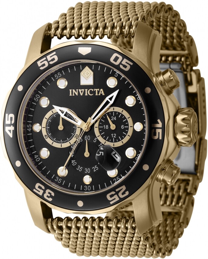 Мужские часы Invicta Pro Diver с хронографом и датой GMT, кварцевый черный циферблат, 47238