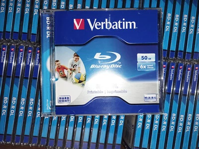 Verbatim 50GB 6x BD-R DL Printable Recordable Blu-ray Discs│5 Pack Jewel Case