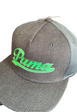 Puma Youth Script Snapback Cap Dry Cell Sport Hat OSFA Dark Gray /Green