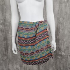 Vintage 90s Tracy Evans Size 9 Bright colorful Southwestern Wrap Mini Skirt