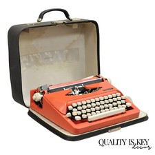 Vintage Royal Holland Parade Coral Red Mid Century Modern Typewriter in Case thumbnail