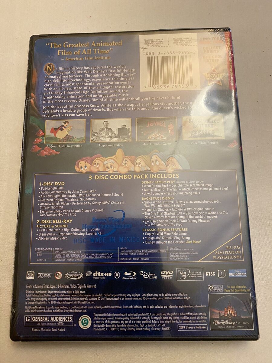 Snow White & the Seven Dwarfs DVD+BluRay Diamond Edition New Snow White & the Seven Dwarfs DVD+BluRay Diamond Edition New