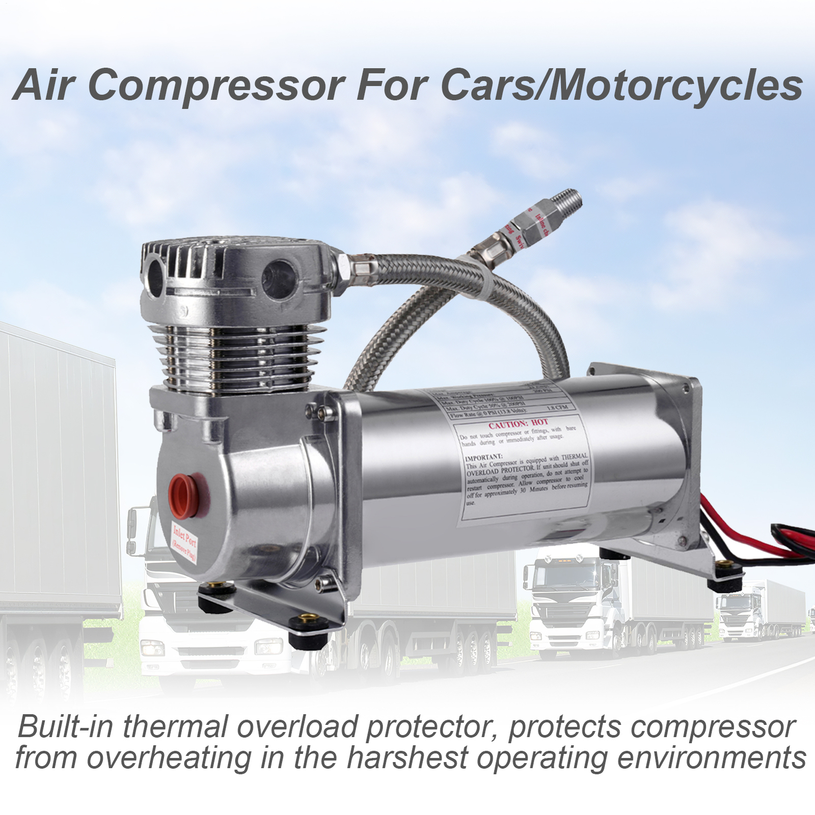 12V Portable Car Tyre Air Pump 200 PSI Fast Inflation