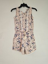 Smukke,big Girls Multicolor Lace Trimmed Romper with Pockets size 10