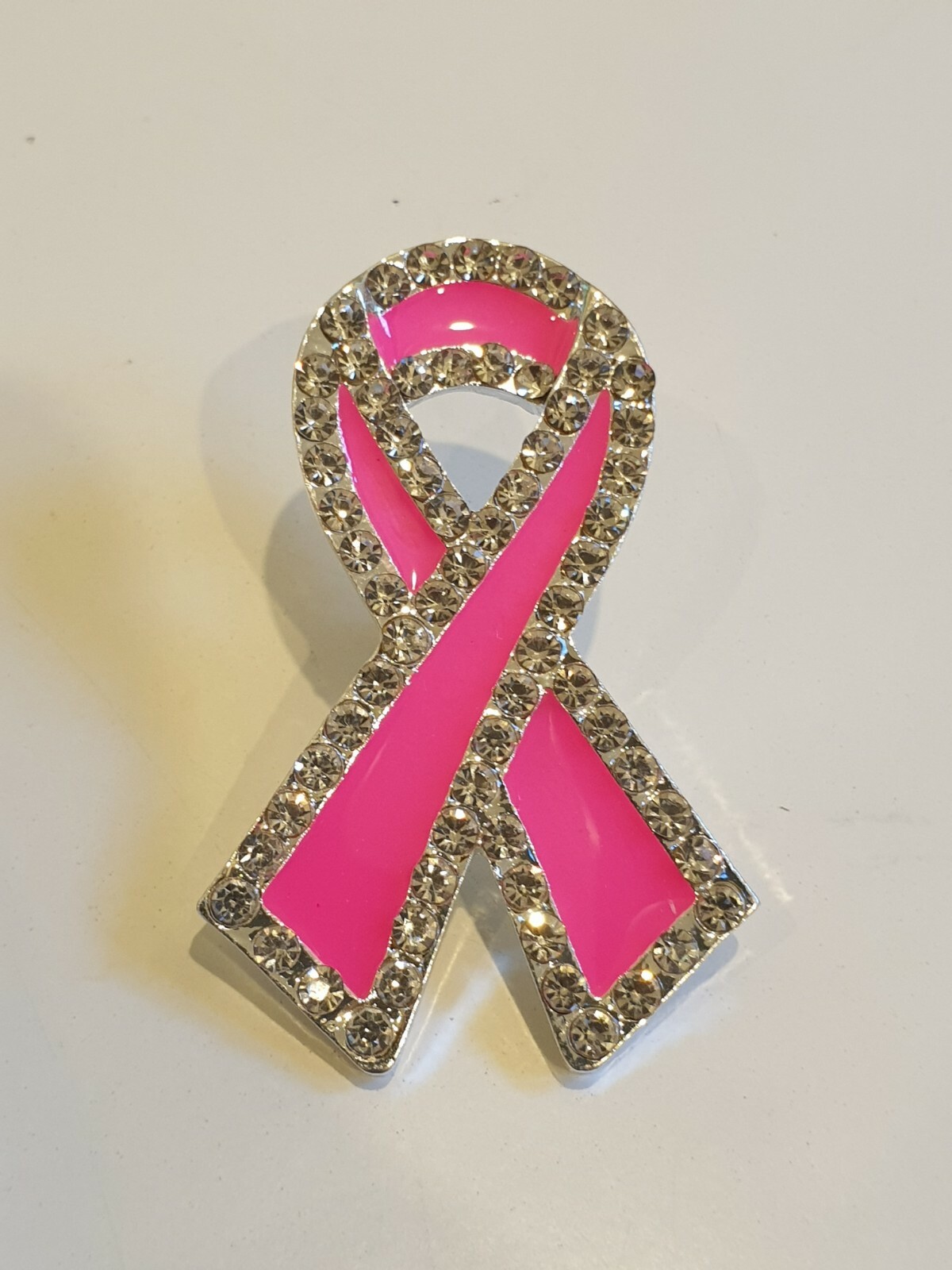 Spilla spilla spilla tac bordo cristallo nastro rosa consapevolezza cancro al seno VENDITORE UK