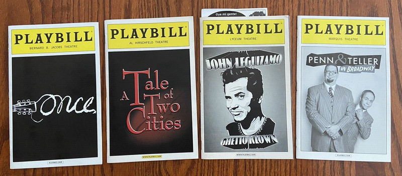 Lot of 4 Playbills Once, Tale of Two Cities, Ghetto Klown, Penn & Teller on Bway