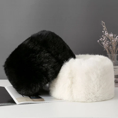 100% Real Rabbit Fur Hat Thicken Winter Warm Flat Top Cap Fashion Outdoor Men - Picture 7 of 24