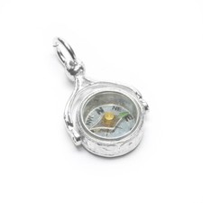 STERLING SILVER SWIVEL FOB COMPASS CHARM 