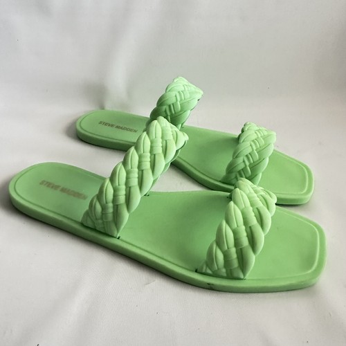 Steve Madden Bohemia Größe 10 A Sandalen limettengrün Riemchen flache Pantoletten Schuhe
