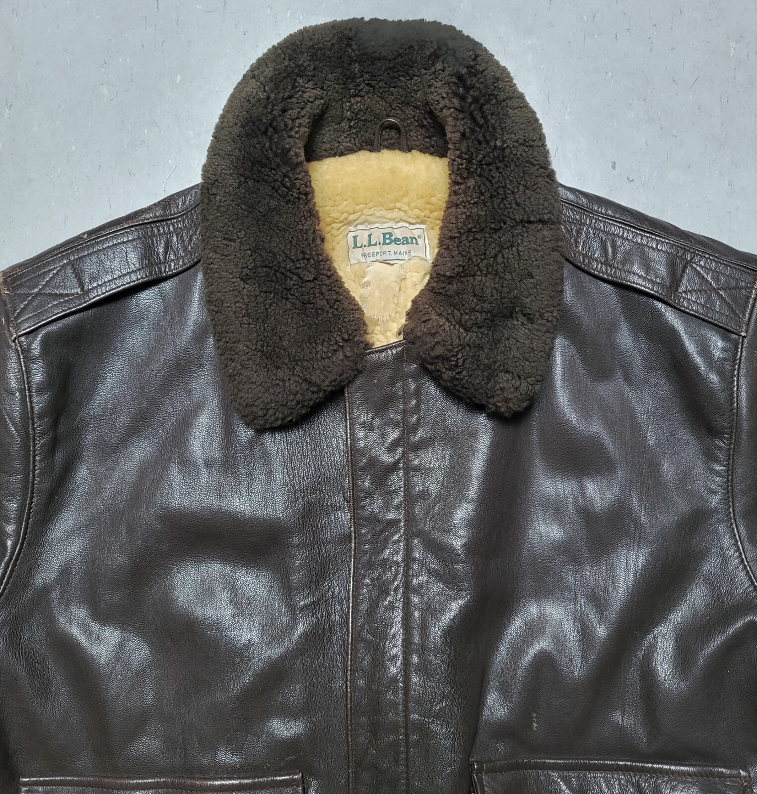 VTG LL BEAN WW2 A2 GOATSKIN Shearling Leather Bomber Jacket Flight
