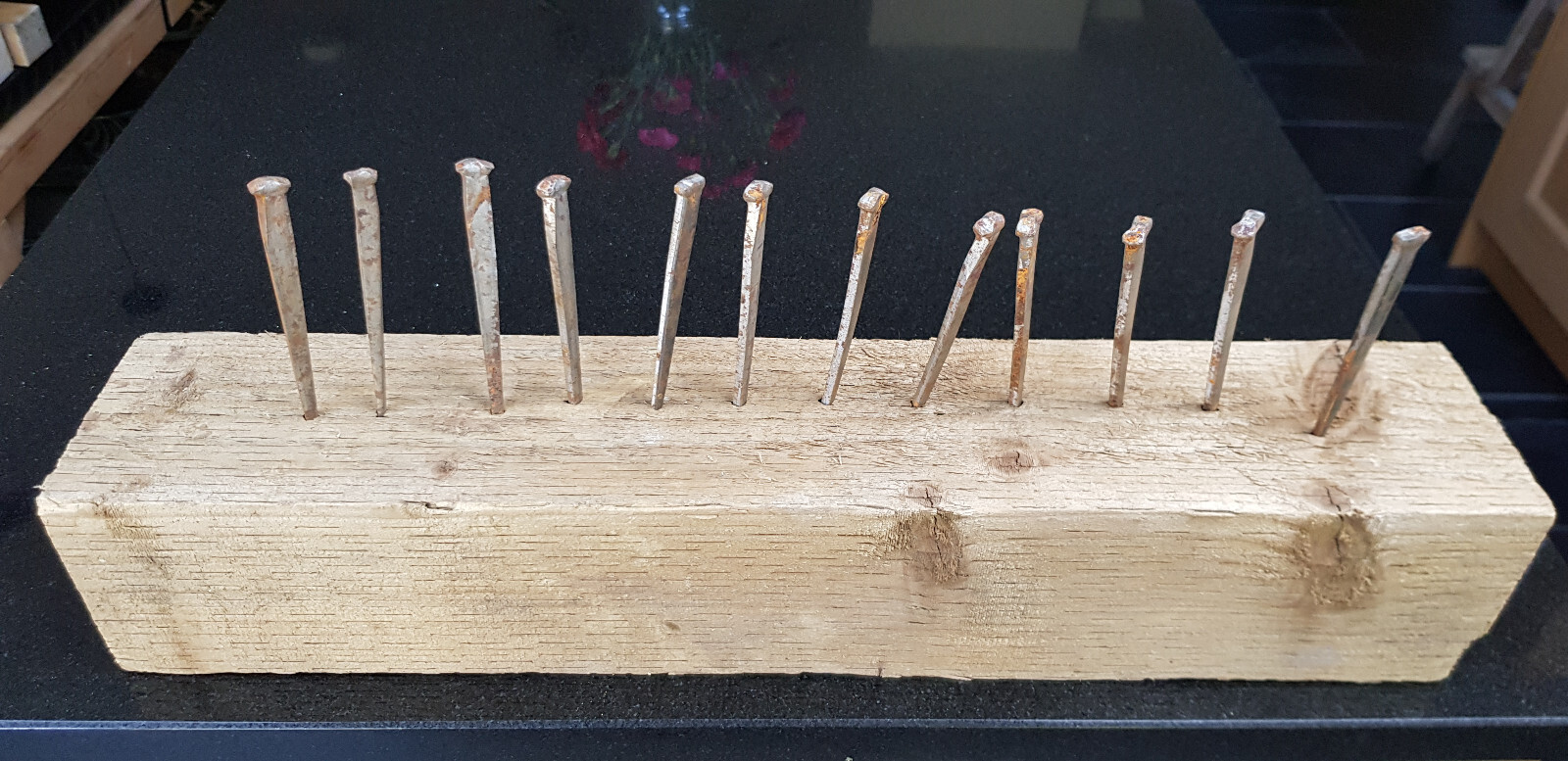 Set of 12 Iron Floorboard Clasp Nails 4 inch / 10cm Old Vintage Rusty