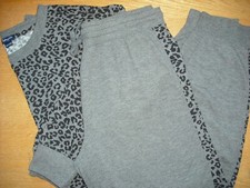 Womens Splendid Pajama Set LS Top/Jogger Pants LEOPARD Black/Gray Stretch Sz:L