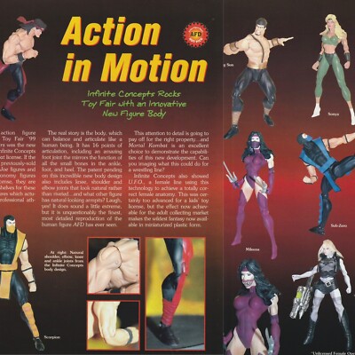 VTG 1999 Mortal Kombat Action Figures Orig 2-Pg Print Ad 44x28cm Mileena AFD 63