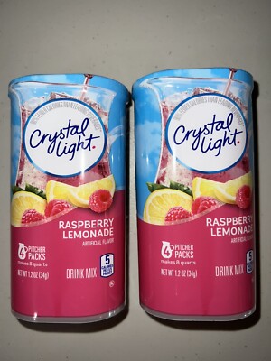 CRYSTAL LIGHT RASPBERRY LEMONADE Powdered DRINK MIX (4 Pitcher Packs x 2 Can)