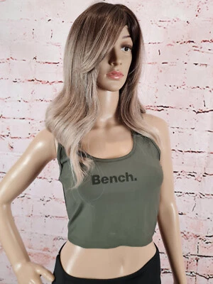 Bench Damen Performance Crop Top Sport Bra Fitness Khaki Größe S-M