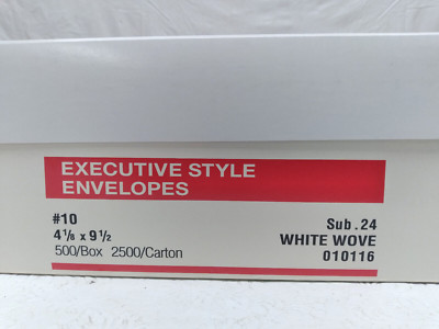 Gummed Seal Business Envelope - Executive Style #10, White, 500/Box - NEW IN BOX