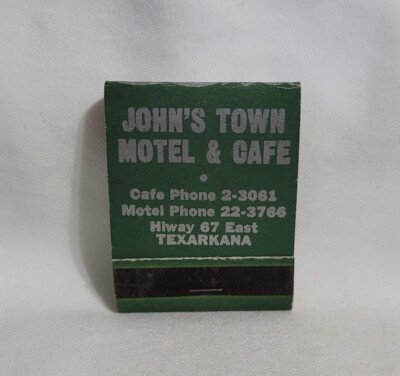 Vintage Matchbook John's Town Motel Cafe Texarkana Arkansas Advertising Full