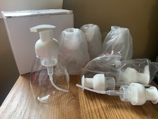 LOT 4 NEW 8.5 oz Clear Plastic Oval Foaming Soap Dispenser Bottle w/white Pump