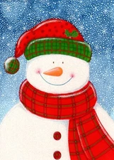 Happy Holidays Holiday Wishes Snowman Knitted Scarf & Hat Greeting Card 