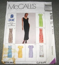 MCCALL'S PATTERN #8788 EIGHT (8) GREAT DRESS LOOKS IN ONE - SIZES: 8-10-12 - CUT