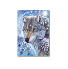 Wolf and Feathers Boxed Christmas Cards (Pack of 10) Wildlife Animals Wolves