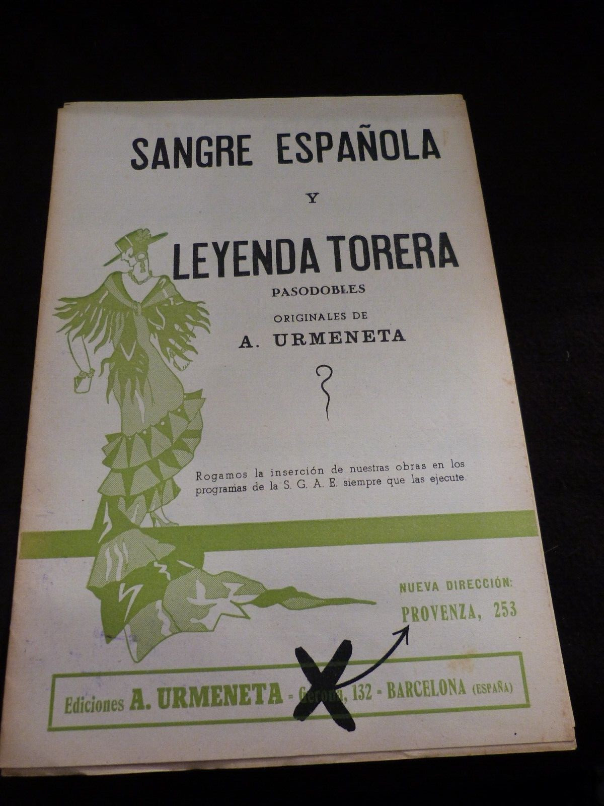 Sangre Espanola Leyenda Torera Urmaneta Sheet Music