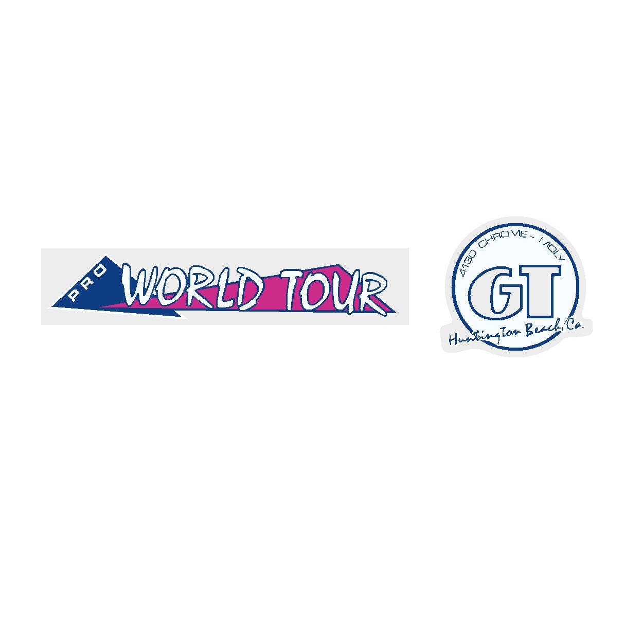 1986 GT BMX Pro World Tour handle bar set - clear - magenta/blue