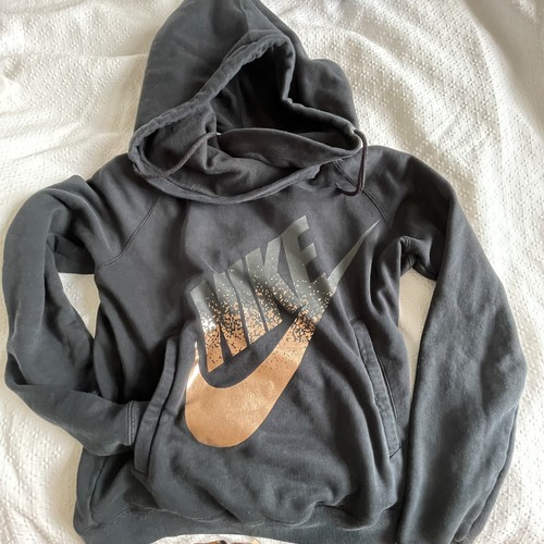 Womens Small Black Rose gold Nike hoodie pullover Sweatshirt - Picture 3 of 5