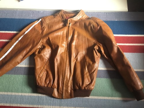 Brown Leather Bomber Jacket - Picture 2 of 9