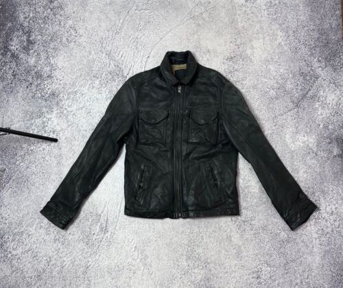 Vintage Men's leather jacket Cap size S Y2K Casual 1990