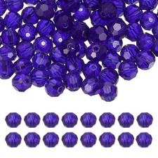 8mm Round Crystal Beads, 100 Pcs Glass Faceted Ball Bead, Dark Blue