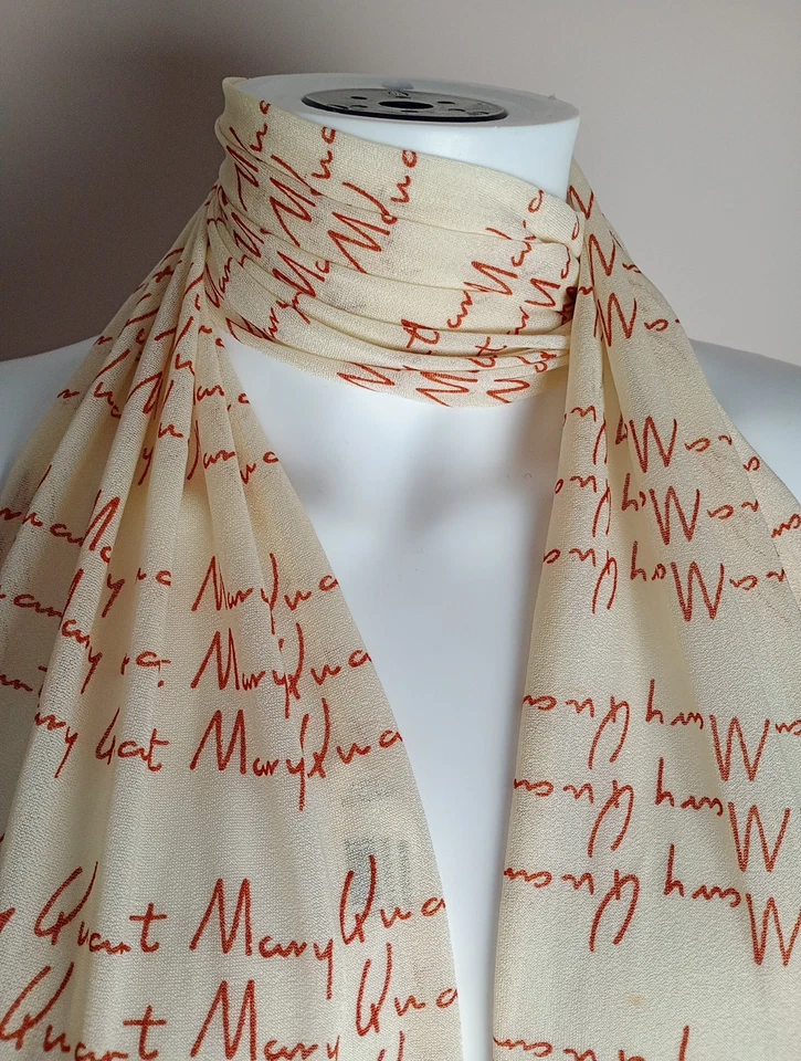 Vintage Mary Quant Signature Long Fringed Scarf Designed in London - Image 2 of 4