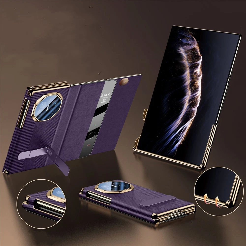 Genuine Nappa Leather Bracket Case For Huawei Mate XT XTS Window View Full Cover - Picture 28 of 28