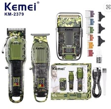 KEMEI professional hair clippers set for men, 17 in 1, transparent camo color