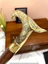 36'' Vintage Brass Head Handle Victorian Style Wooden Walking Brown Cane Stick